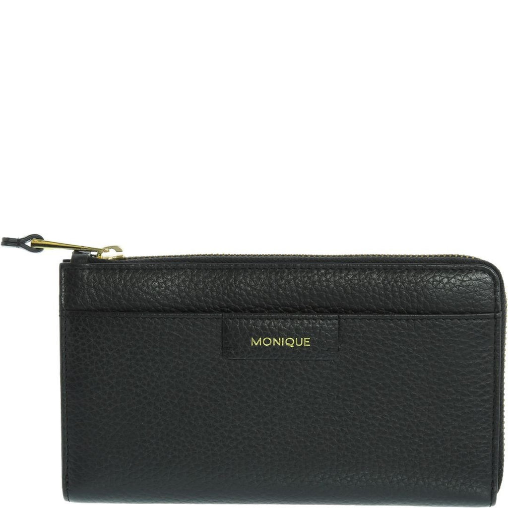 Monique-Gloria Leather Zip Around Wallet-BLACK-Womens Wallet - Gabee Bags | Gabee.com.au - 1
