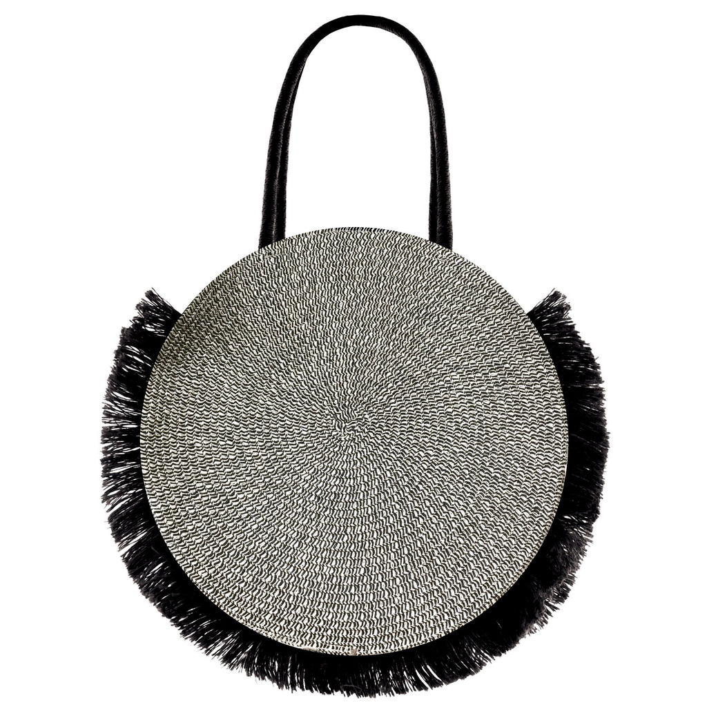 Airlie Woven Circle Fringed Tote