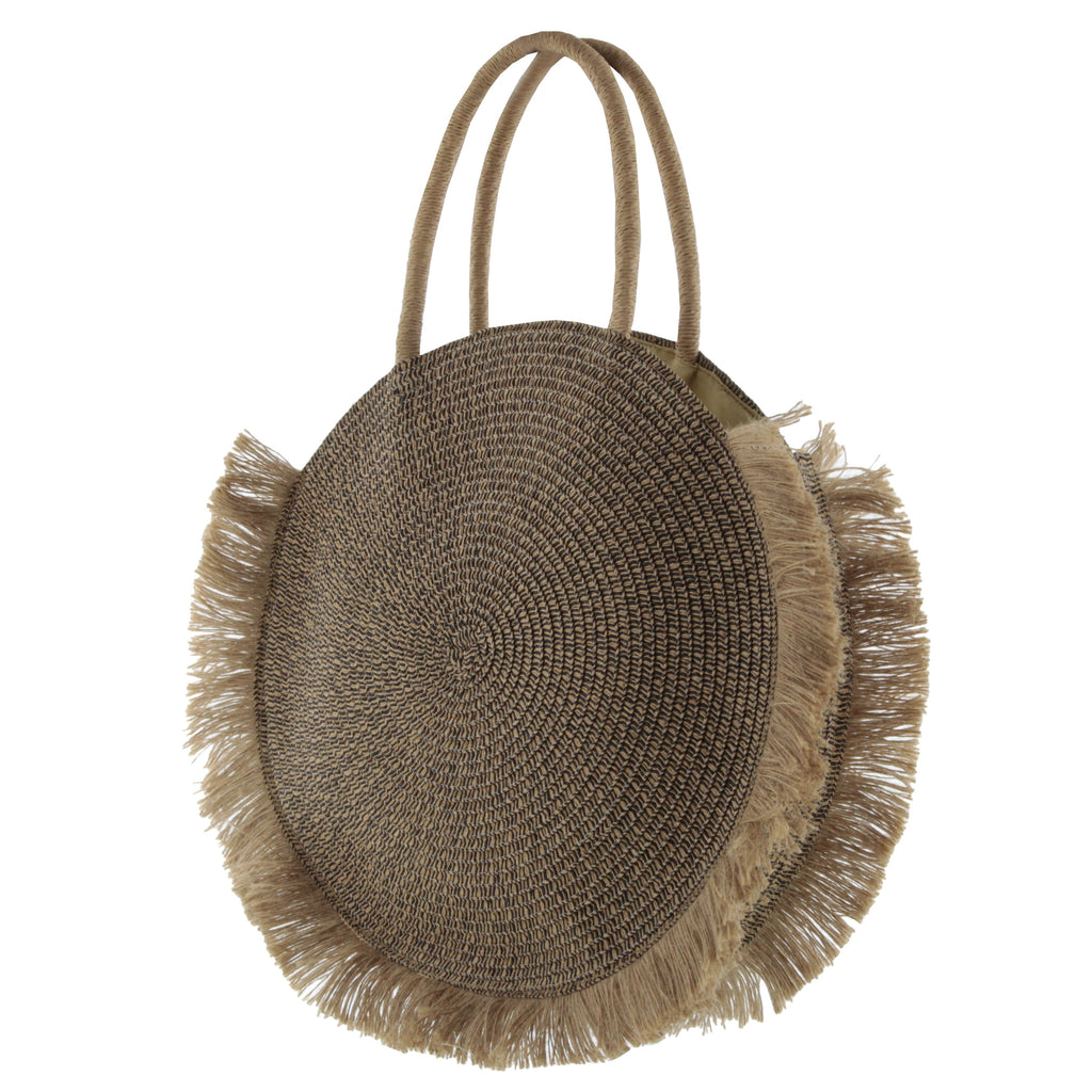 Airlie Woven Circle Fringed Tote
